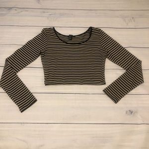 Forever 21 Striped Long Sleeve Crop Top